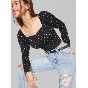 Wild Fable cropped polka dot long sleeve